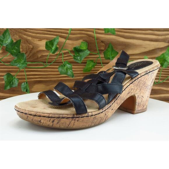 Born Concept Sz 10‎ M Black Gladiator Leather Women Sandals - Picture 1 of 10